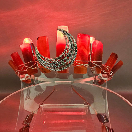 Light Up Crystal Crown in Red Agate for Vitality & Grounding