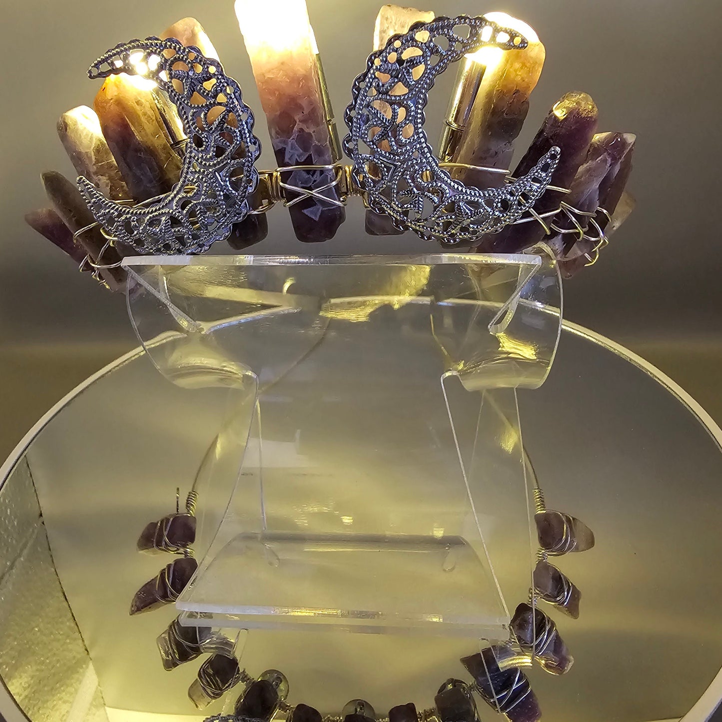 Light Up Crystal Crown with Amethyst Crystals for Divine Love & Power