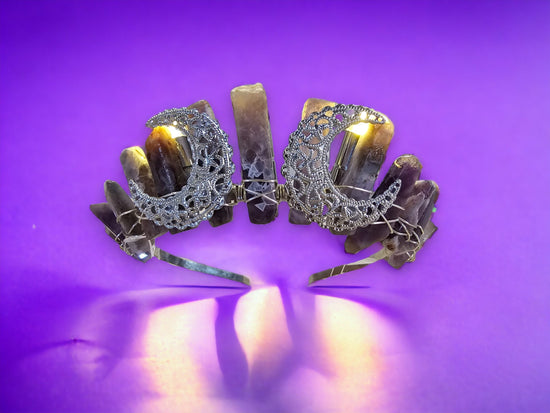 Light Up Crystal Crown with Amethyst Crystals for Divine Love & Power
