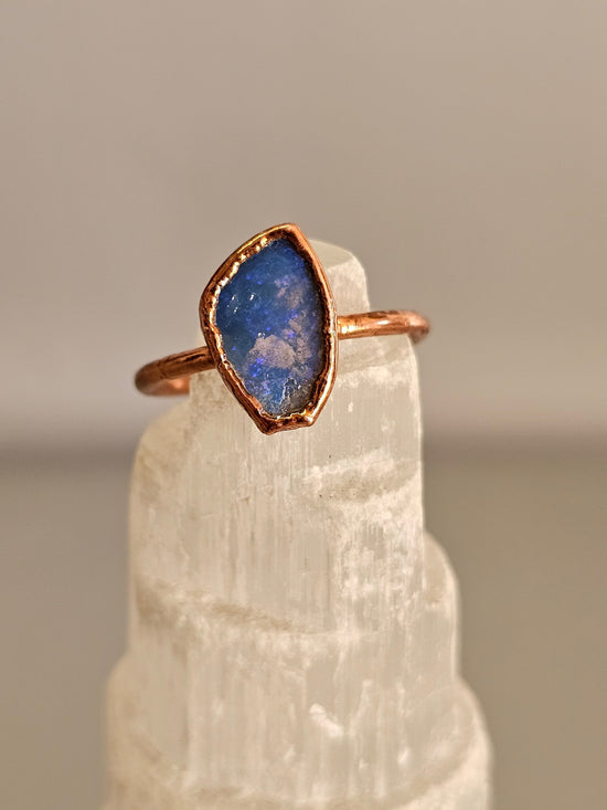 Opal Crystal Stacking Ring Copper Electroformed in Rose Gold | October Birthstone