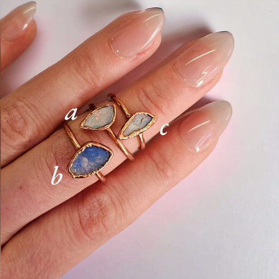 Opal Crystal Stacking Ring Copper Electroformed in Rose Gold | October Birthstone