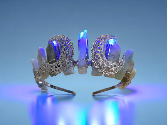 light up led aquamarine crystal crown 