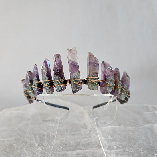Amethyst Crystal Crown with Green Aventurine for Divine Love & Creativity