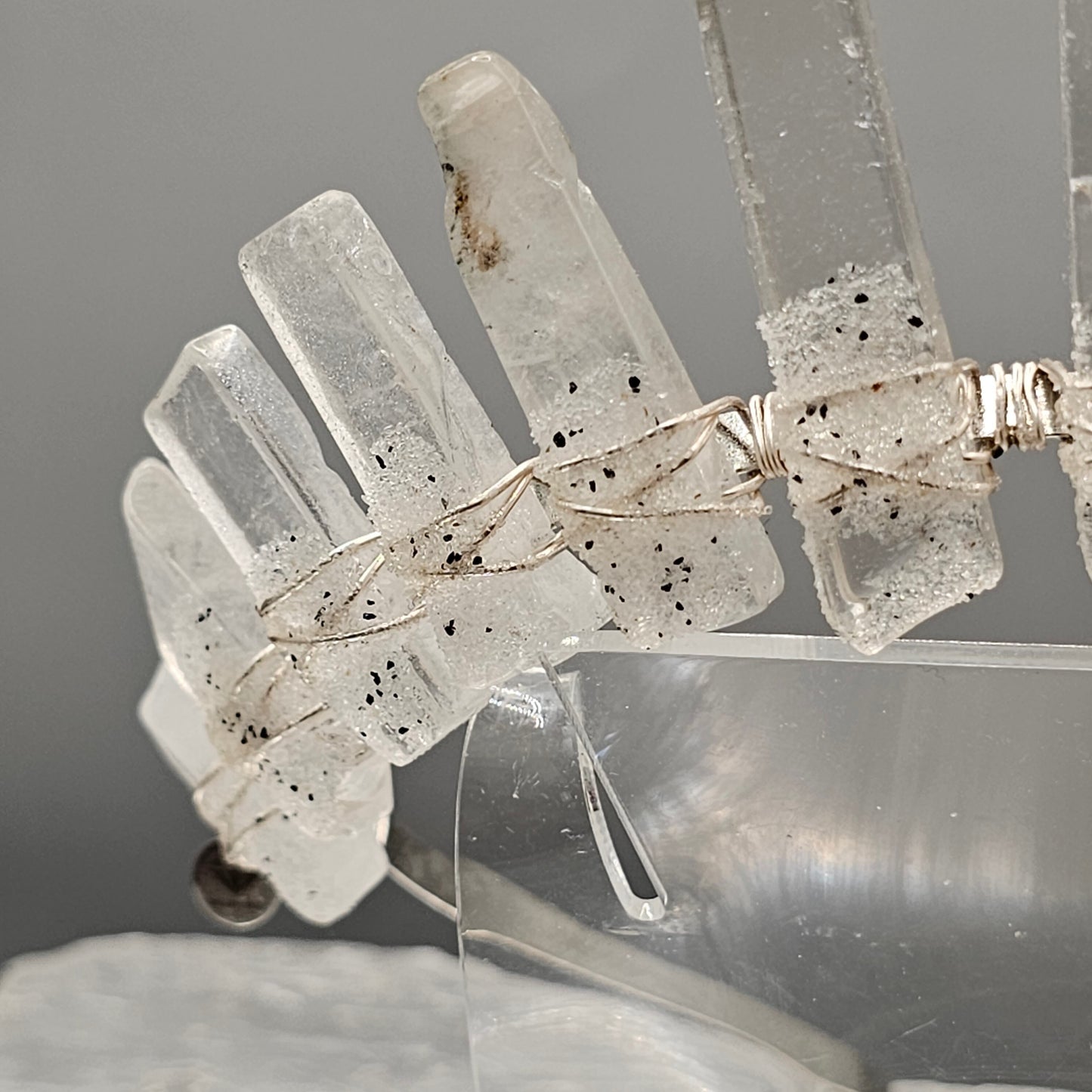 Clear Quartz Crystal Crown with Crushed Moonstone for Amplification and Balance