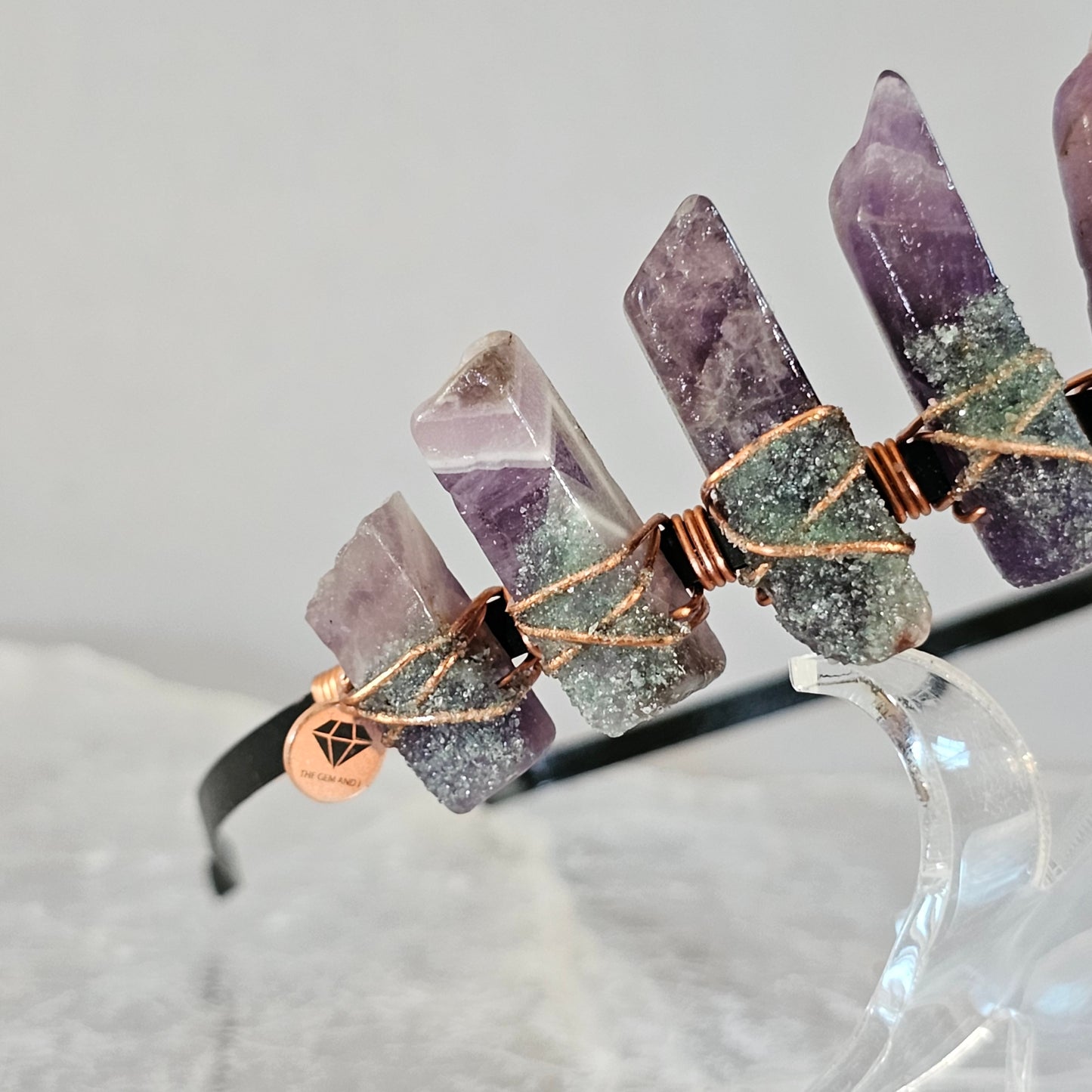 Amethyst Crystal Crown with Green Aventurine for Divine Love & Creativity