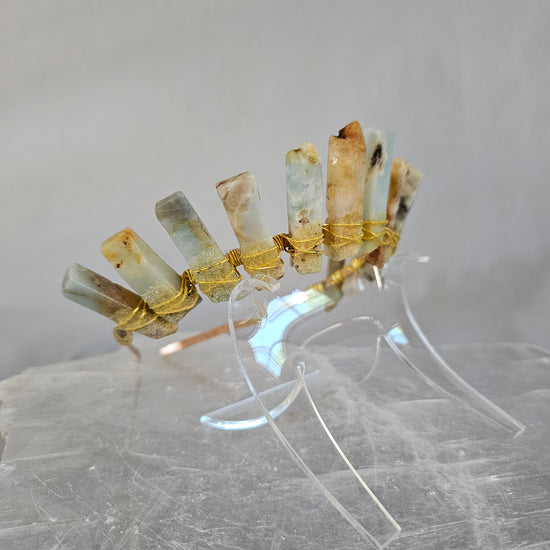 Amazonite Crystal Crown Embellished with Citrine for Manifestation & Truth
