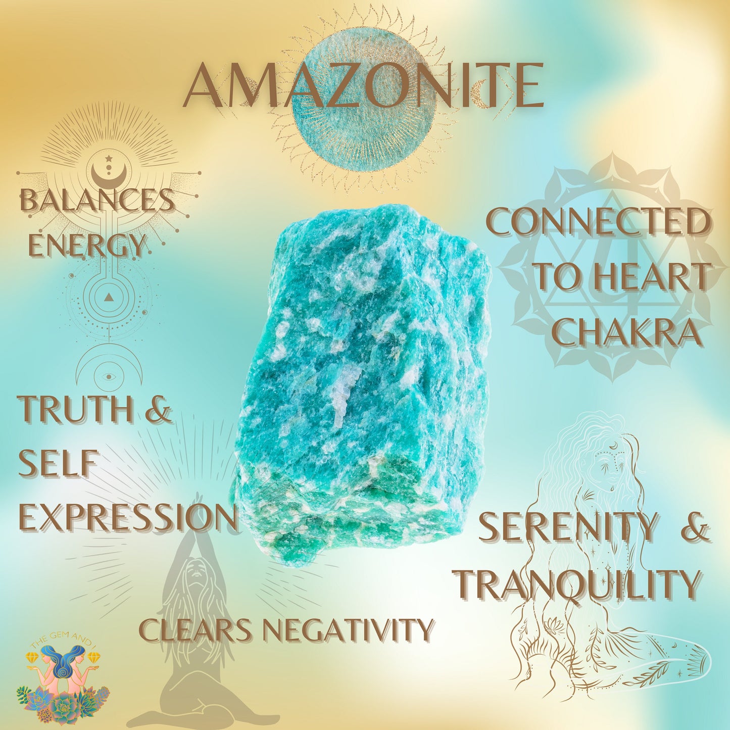 Amazonite Crystal Crown with Triple Crescent Moons for Balance & Alignment