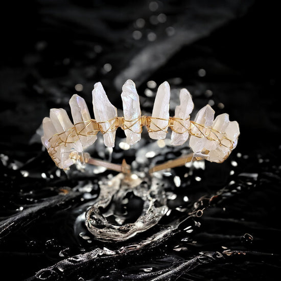 White Aura Quartz Crystal Crown